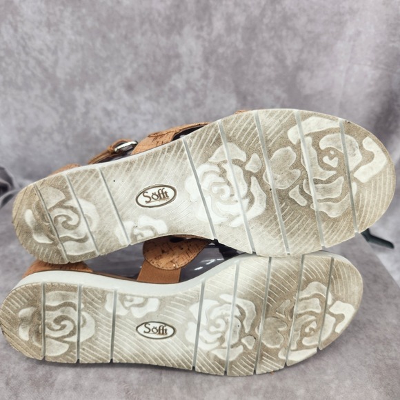 Sofft Malana‎ Sandals Brown Leather Strappy Comfort Cork Wedge size 10 Gladiator - Picture 5 of 6